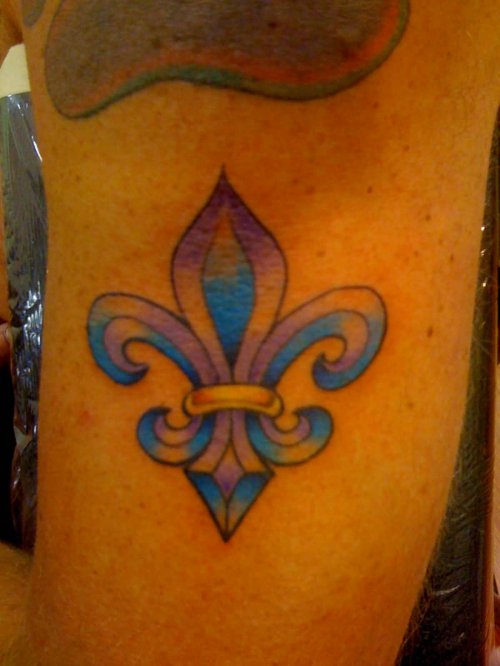 Blue De Lis Tattoo On Half Sleeve